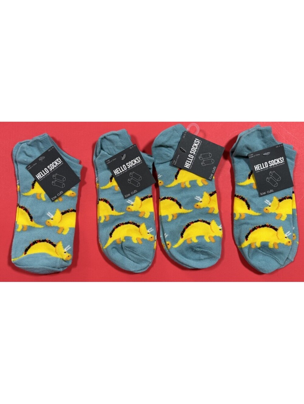 4 Pair Blue Lagoon Tacosaurus Novelty Low Cut Socks Hello Women's Size 4-10 NEW